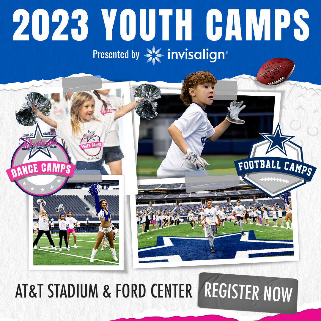 📣 Calling all future cheerleaders and quarterbacks! Get ready to make your mark on the field at the @DallasCowboys Youth Camps presented by @invisalgin!⭐️ Register today! → bit.ly/42WMVvJ