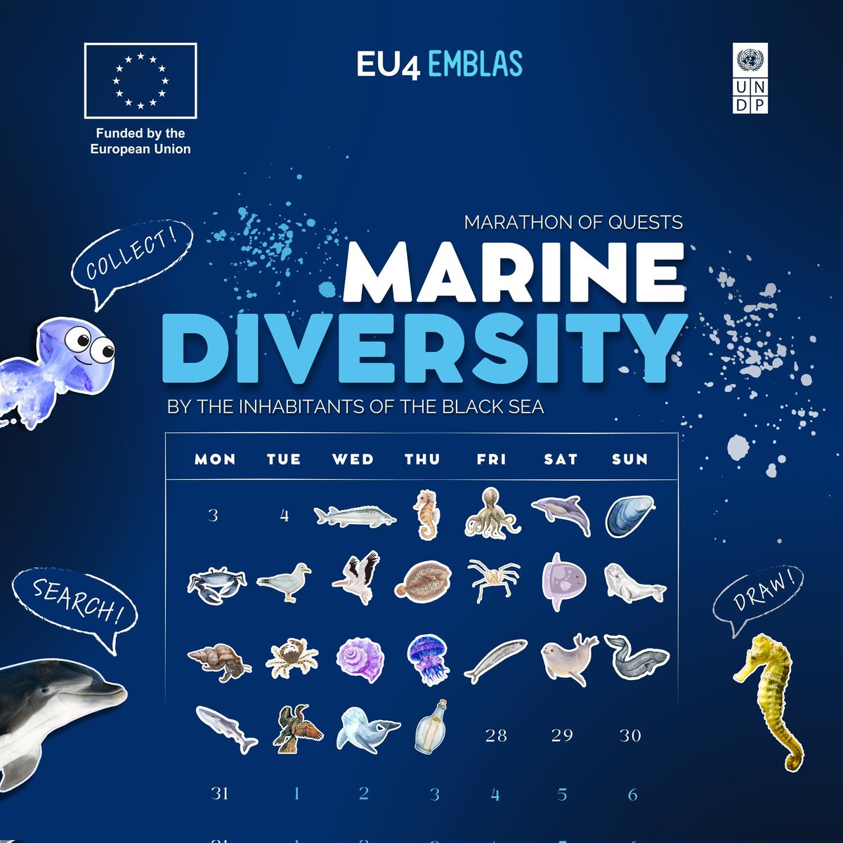 LMeredithEU's tweet photo. Join our #BlackSea marathon of quests!🐬
Participants from #Georgia🇬🇪 and #Ukraine🇺🇦 will embark on a journey to learn about #MarineDiversity and complete exciting tasks
Discover the wonders of our sea and even "singing" fish! 🐠
#EU4EMBLAS
🔗 https://t.co/BDZ7CbqHDd https://t.co/xazWAz9Qxo