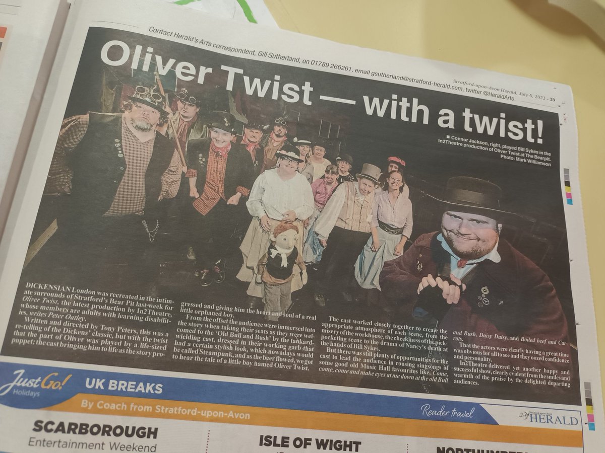In this weeks Stratford Herald. Arts  and Entertainment 🙂