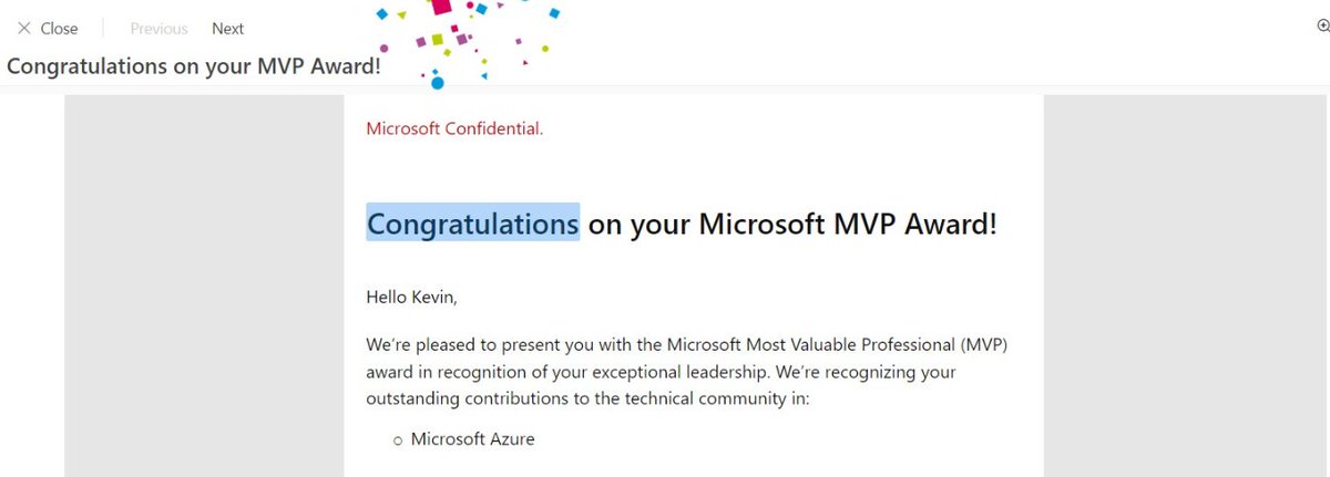 kgreeneit's tweet photo. Thankful to be renewed another year (my 12th) as a Microsoft MVP. Looking forward to another year of networking and learning with this great community! https://t.co/X4jJiCzGe4