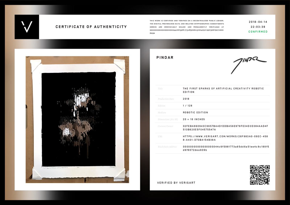 sovrn.art (@sovrnart) on Twitter photo history lesson -- early AI art on blockchain
Our very own <a href="/VanArman/">Pindar Van Arman 💎</a> was minting* his AI robotic art on BTC with VerisArt in April 2018, when Robbie Barrat was minting the Nudes on ETH.
1/ history lesson -- early AI art on blockchain
Our very own <a href="/VanArman/">Pindar Van Arman 💎</a> was minting* his AI robotic art on BTC with VerisArt in April 2018, when Robbie Barrat was minting the Nudes on ETH.
1/