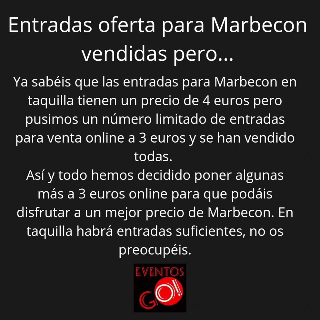 MangaMarbella's tweet photo. Información sobre entradas de oferta online de #Marbecon. Recordad que podéis comprar vuestra entrada en taquilla. https://t.co/vjcXMFfAyy
