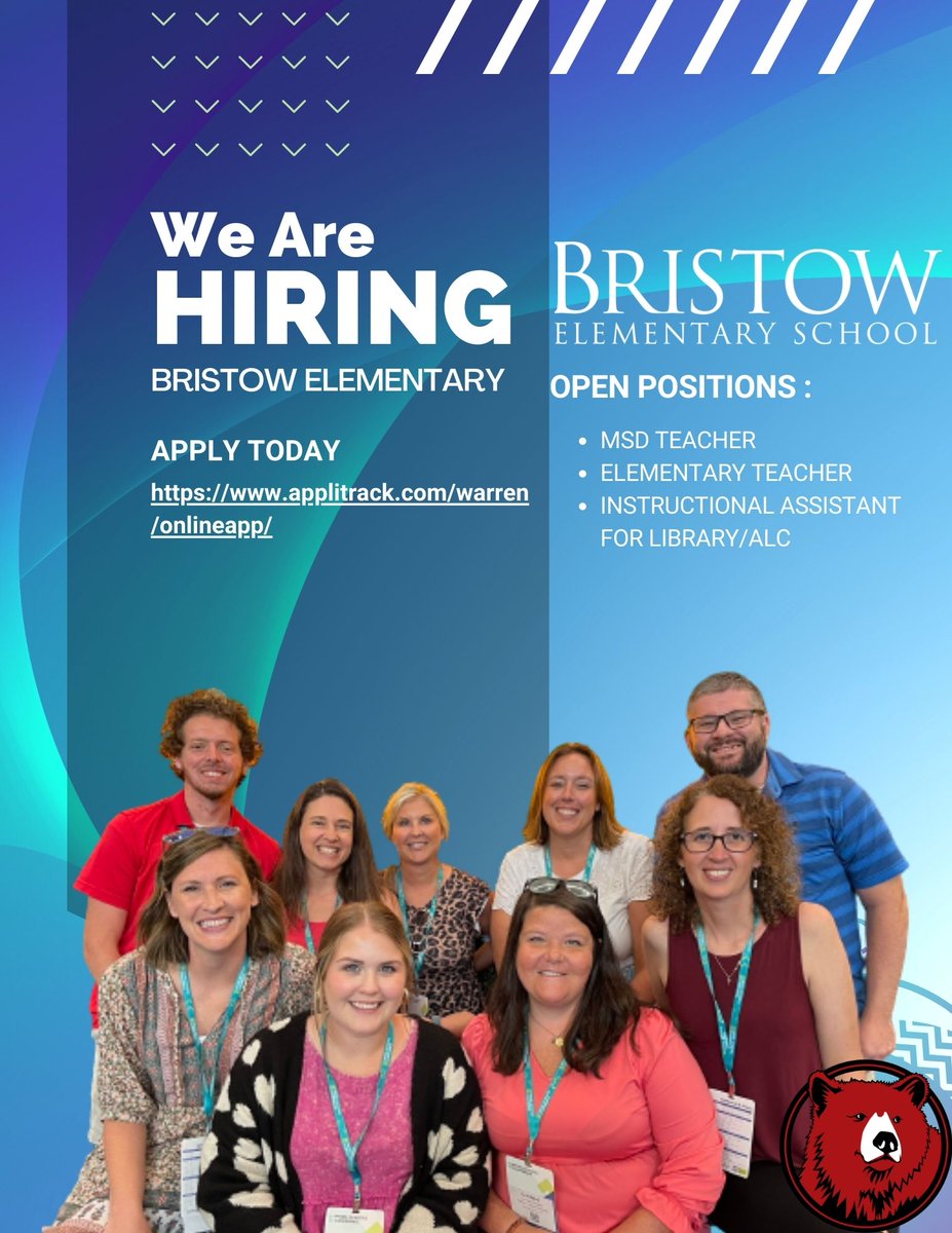 bristowelem's tweet photo. We are looking for amazing educators to join our team!  Apply today! https://t.co/BGmuLRttW6