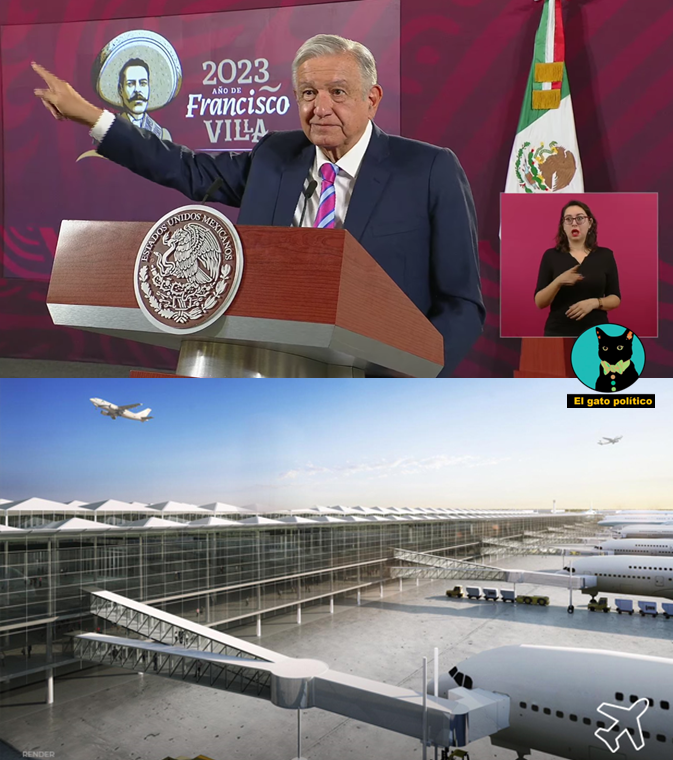 elgatopolitico_'s tweet photo. AMLO revela que incluso pagándoles a los empresarios por la cancelación del NAIM, México ahorró miles de millones y encima se construyó Felipe Ángeles:
"Les pagamos a todos sus 100 mil. A nadie le quedamos a deber, a nadie. Hicimos el nuevo aeropuerto en 75 mil. 175 mil (en total) y ellos tenían estimado 300 mil. ¿Cuánto nos ahorramos? 125 mil millones y además no se cerró el aeropuerto de la CDMX"
#Mañanera #ConferenciaPresidente