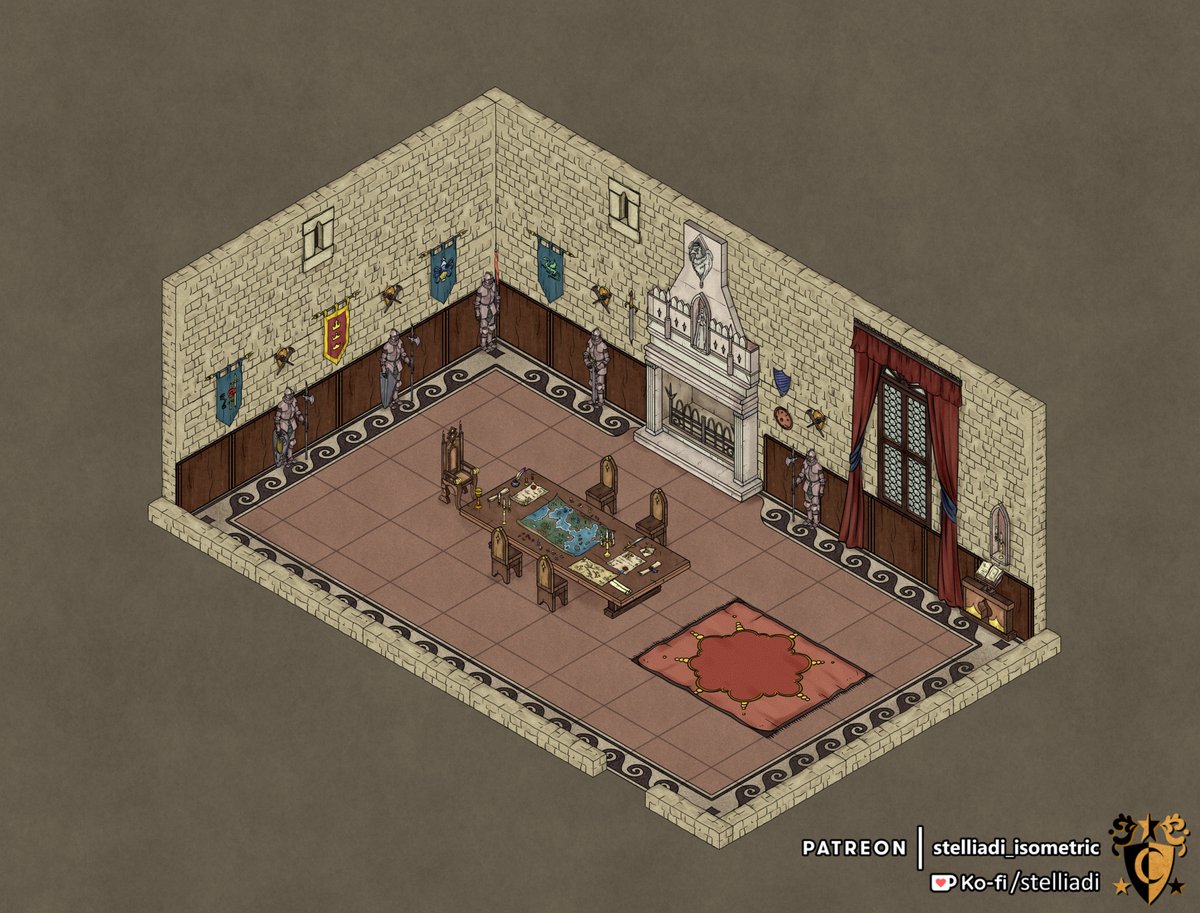 The king has summoned you to the war room, are you ready?
#isometric #dnd #dnd5e #dungeonmaster #ttrpg #rpg #tabletopgame #pathfinder #cartography #fantasy #adventure #party #session #gamesession #dm #roll20 #dndillustration #drawing #ttrpgcommunity #ttrpgfamily #ttrpgsolidarity
