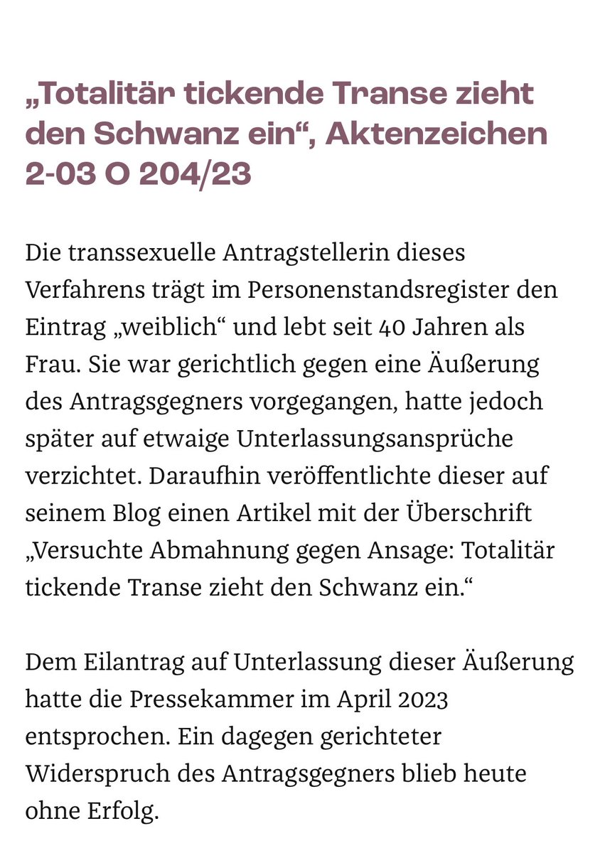 Zis_for_Trans's tweet photo. Ein toller Erfolg für @JankaKluge und alle trans Menschen in DE!
Das LG Frankfurt hat heute bestätigt, dass Beleidigungen & bösartige Verweise auf den früheren Geschlechtseintrag unzulässig sind. Die Berufung von #Reichelt & #Basad ist gescheitert. ✊🏳️⚧️
https://t.co/KsglHqrIbT https://t.co/AQuAT6FF8G