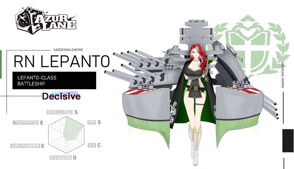 I’m Rn Lepanto a prototype of the further development of the Vittorio Veneto class, even tho I have a little history I’ll forge my path with you, commander. The fracturing of our governance has awoken me from my slumber now use me to my full potential

#AzurlaneRP #MVRP #openrp