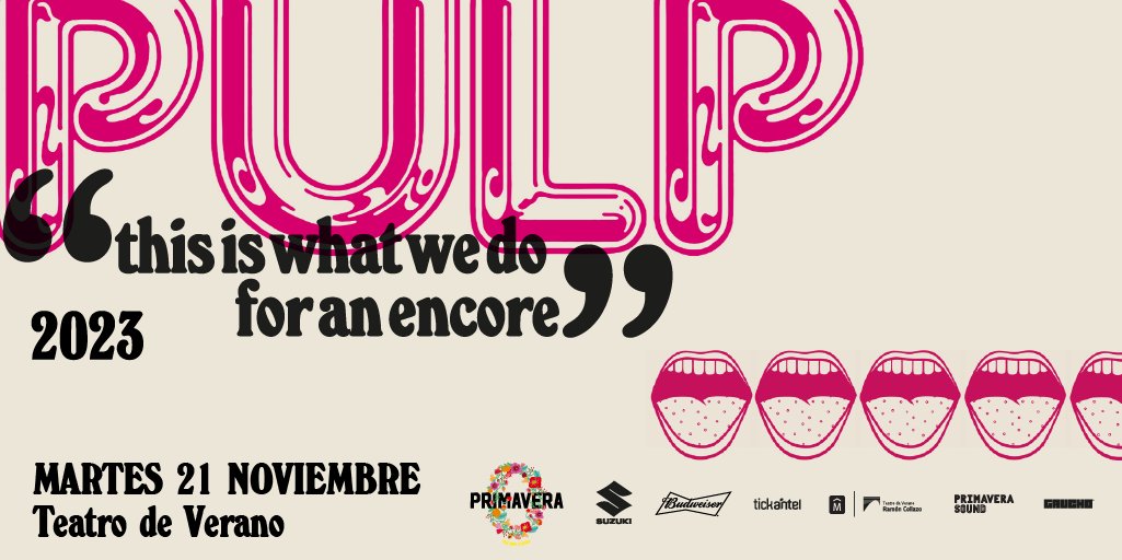 #Primavera0, en el marco de su histórica onceava edición, presenta a PULP.

<a href="/welovepulp/">Pulp</a> llega por primera vez a Montevideo como parte de su gira This is What We Do For An Encore, luego de permanecer durante 11 años alejados de los shows en vivo.

El tan esperado encuentro será el