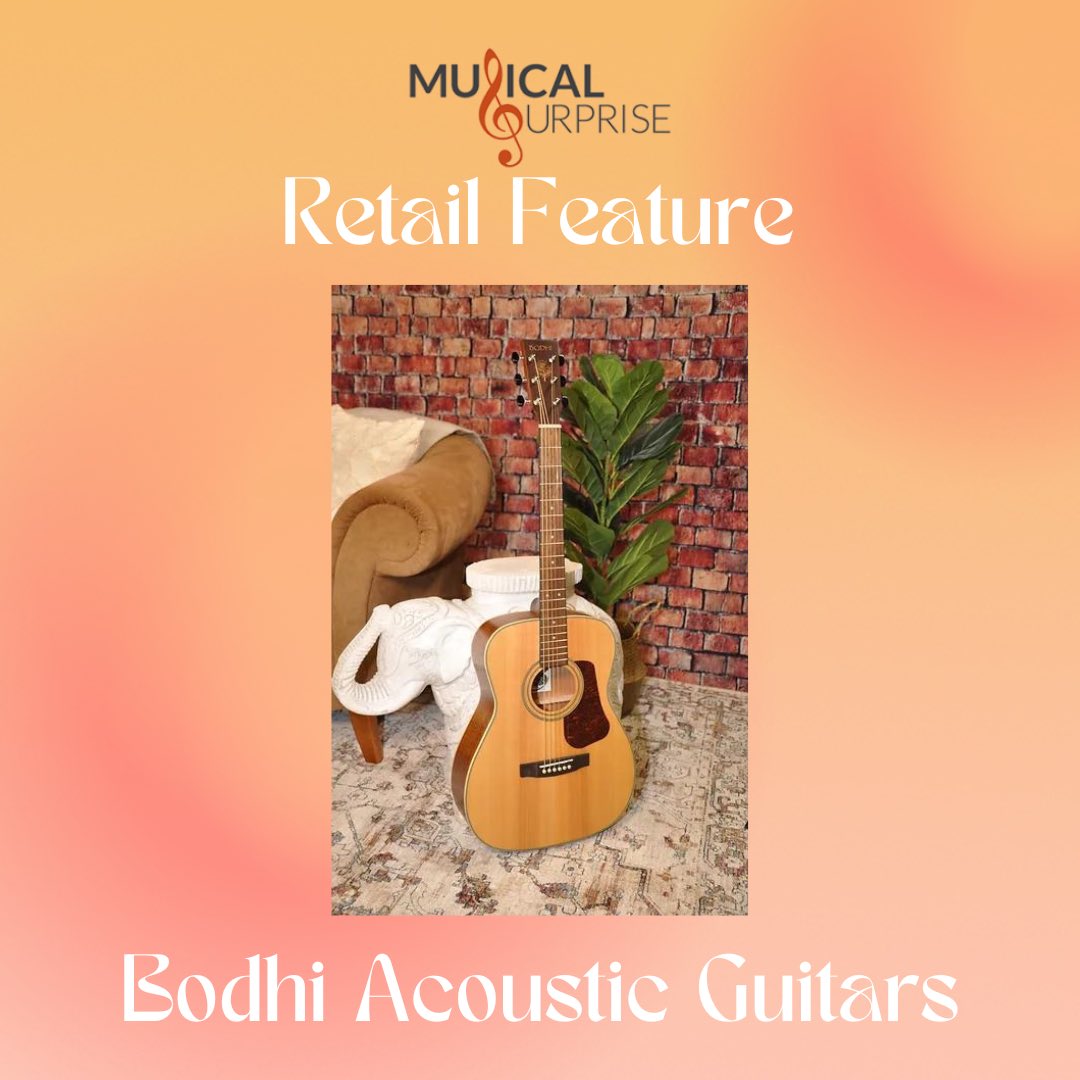 MusicalSurprise's tweet photo. Featured here, the Bodhi BG10S Concert Body is a bit smaller than a dreadnaught, focusing on mid-range and higher frequencies. It especially sparkles in finger picking and single note playing, with a balanced, focused sound. 🎶🎸 https://t.co/LzPakY3VxD