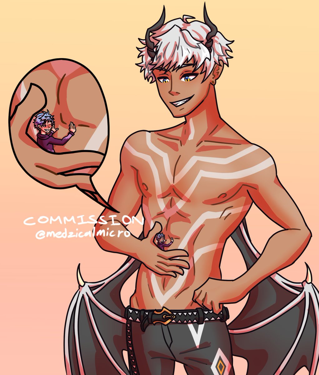medzicalmicro's tweet photo. Commission for @RenjiDevil of Mammon from Obey Me! giving some very nice services ;D https://t.co/hB6KbiCDwt