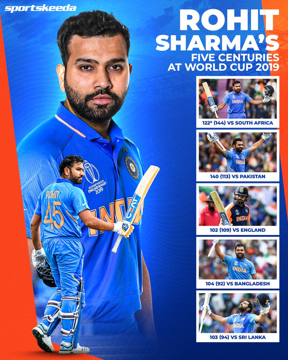 Sportskeeda's tweet image. #OnThisDay in 2019, Rohit Sharma became the first player to score five centuries in a single World Cup 💥🇮🇳

Which 💯 was your favourite? 😍🏏

#WorldCup2019 #India #TeamIndia