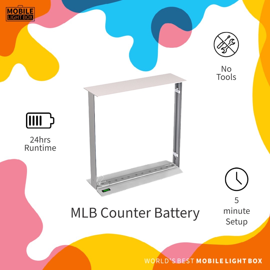 mobilelightbox's tweet image. Reduce cable clutter by using our battery-powered frames. 
The MLB Counter Battery runs 24hrs on one charge and only takes 5min to assemble! 🔋
bit.ly/MLB-CB
#mobilelightbox #display #battery #fabric #illustration #instagood #tradeshow #digitalprinting #sustainable