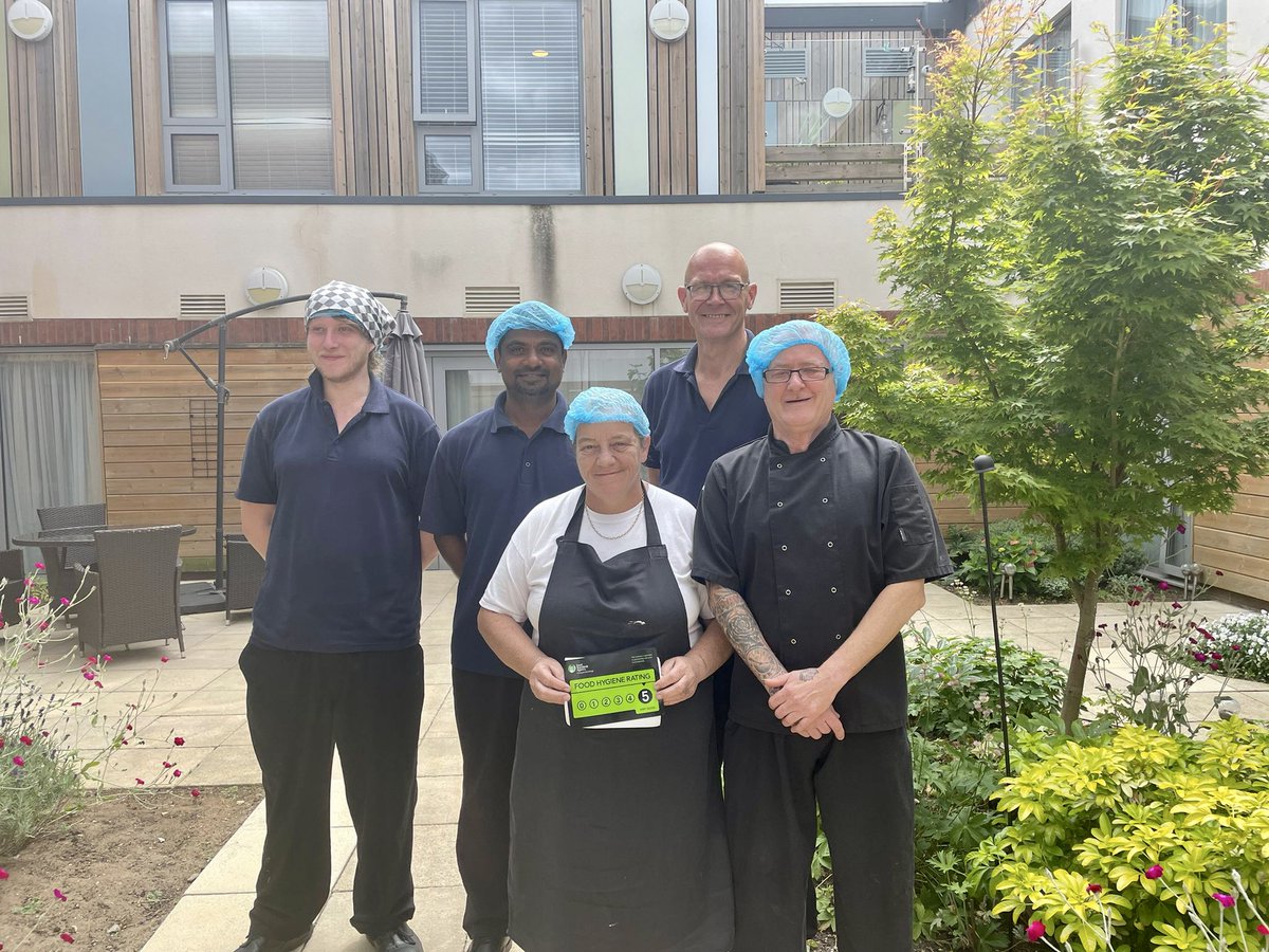 VidaHealthcare1's tweet photo. Congratulations to the kitchen team at Vida Hall in Starbeck! Today the team received their Food Hygiene Rating and once again they achieved 5 stars! ⭐⭐⭐⭐⭐

#VidaHealthcare #VidaHall #Harrogate #CareHome #DementiaCare https://t.co/OWPI1ZWHM6