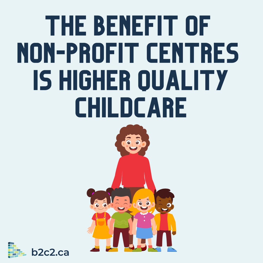b2c2_ca's tweet image. This difference in quality is largely due to the fact that nonprofit centres have higher wages, better working conditions, better trained and educated staff, and lower staff to child ratios, according to a 2005 University of Toronto study
#MakeChildCareAPriority #ECEMatters