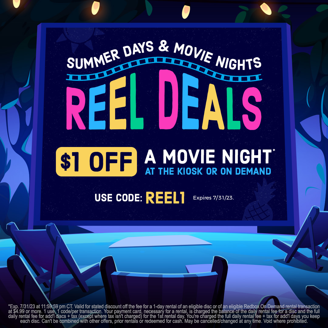 Redbox on X: your movie night just got reel. use the promo code