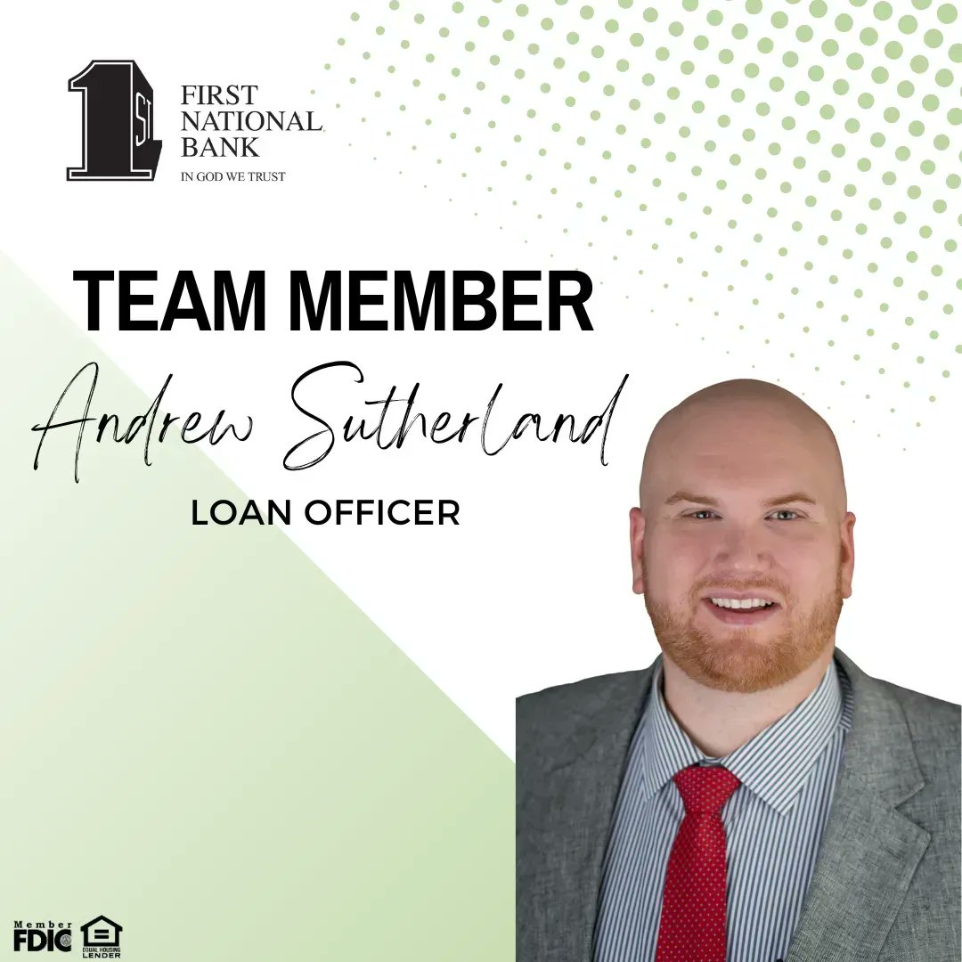 FirstNationalBk's tweet photo. Andrew Sutherland has been a part of the FNB team for a little over 2 years! We are so lucky to have Andrew with us as a part of the First National Bank Family.
.
.
.
#fnbfeature #banklocal #hometownbank
Member FDIC | Equal Housing Lender https://t.co/EX8McfhBXV