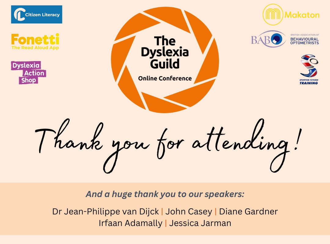 DyslexiaAction's tweet image. Well that’s a wrap! 🎉
What a wonderful day it has been at our first Dyslexia Guild Online Conference. Thank you to the speakers and panellist&apos;s for providing an insightful and engaging day and to everyone who attended. Roll on next year!  #dyslexiaguild #onlineconference #SpLD
