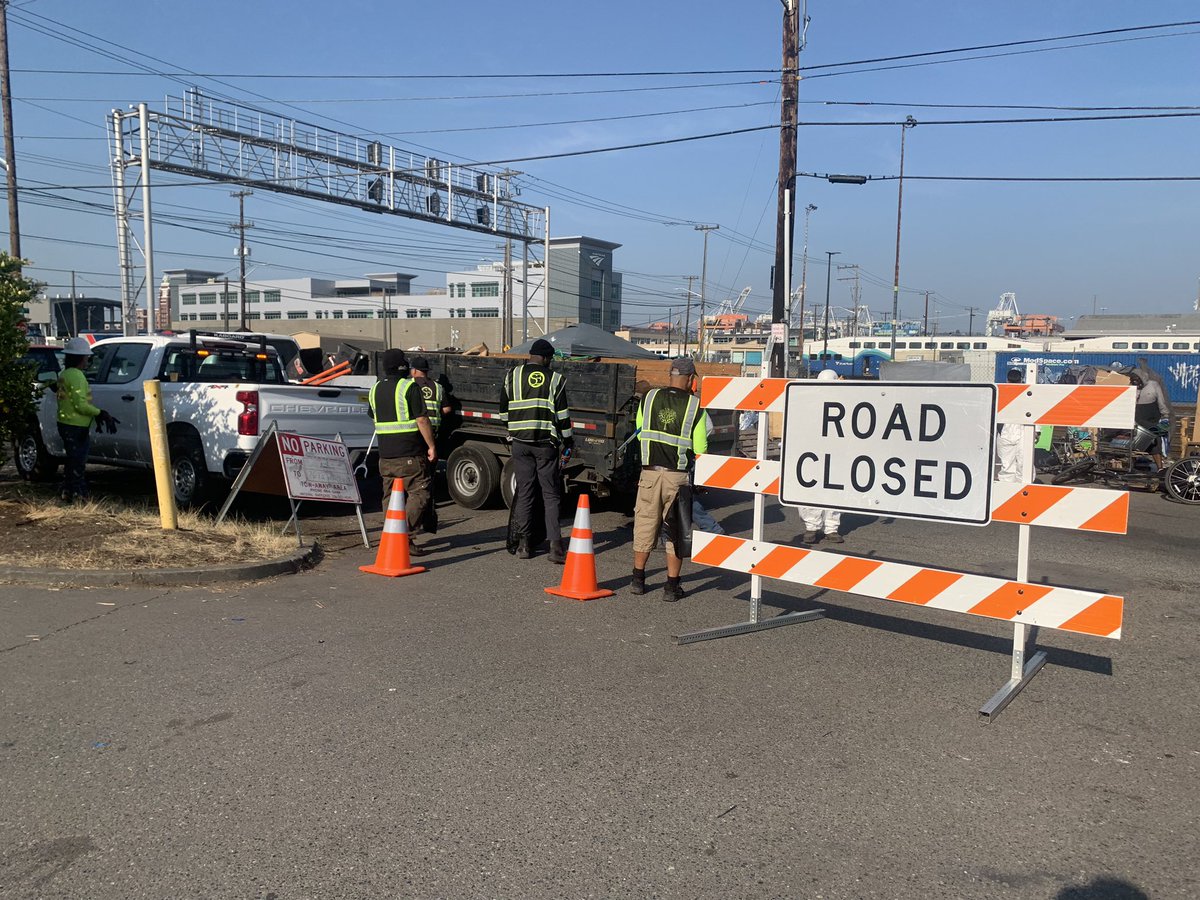 At a sweep this morning on 3rd and Holgate in SODO. I’m told this is one of the last places in the area to be swept ahead of the All-star baseball game