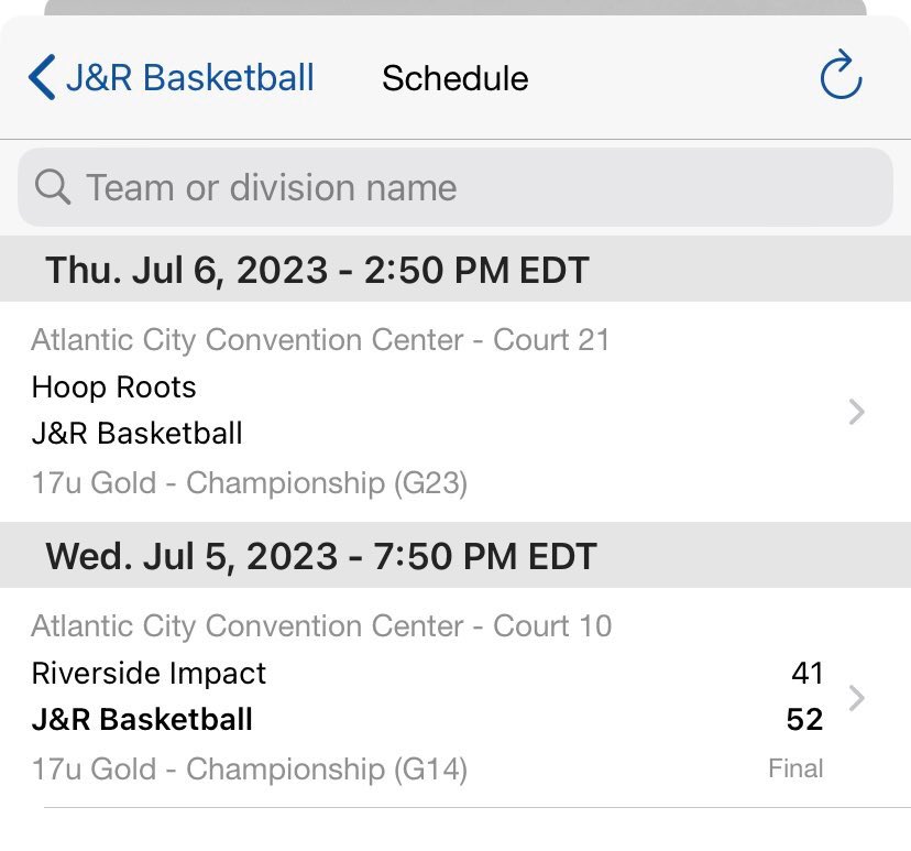 First game of the day at 2:50 on court 21

Playing with J&amp;R basketball #5
