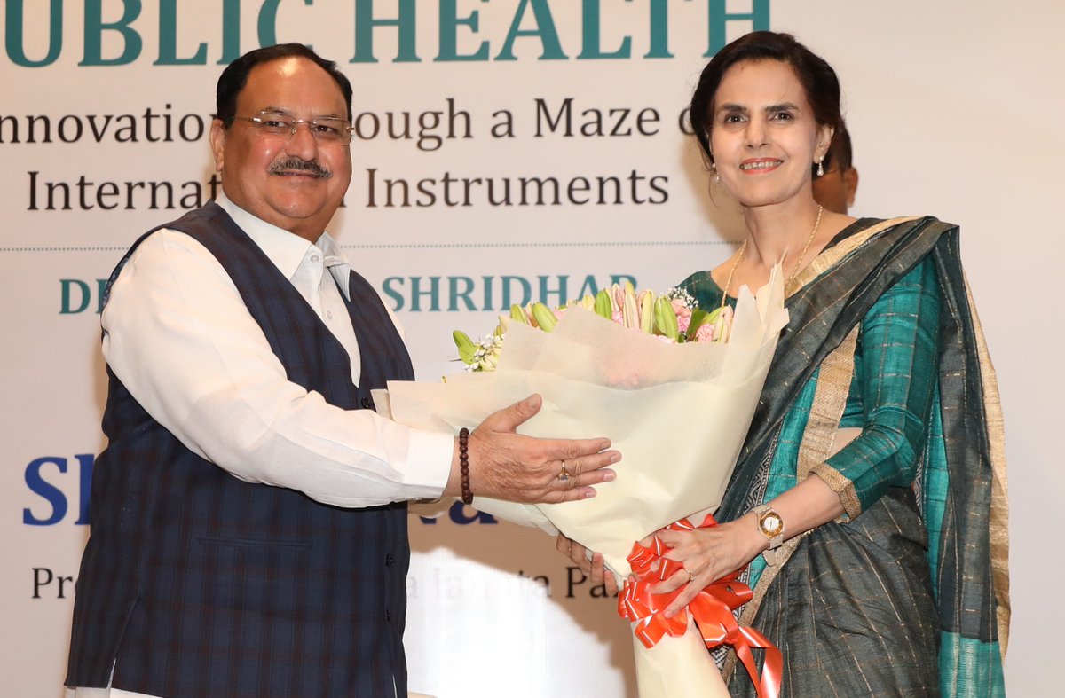 JPNadda's tweet photo. Released the book 'Public Health: Innovations through a Maze of International Instruments', authored by Dr. Manisha Shridhar Ji, in New Delhi today.
 
This book is a scholarly work that sheds light on the vital interface between public health and trade and highlights its importance in the lives of people and societies throughout the world.