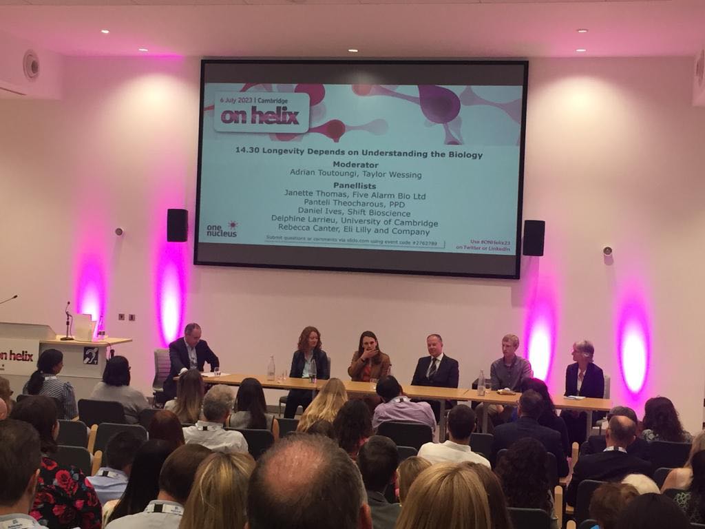 Insights on #ageing from <a href="/OneNucleus/">One Nucleus</a>' #ONHelix23:
The age of a patient doesn’t always reflect the biological age of their cells. There's progress being made on regenerating &amp; reprogramming cells by companies like Swift Bioscience, but regulatory pathways in this field must evolve