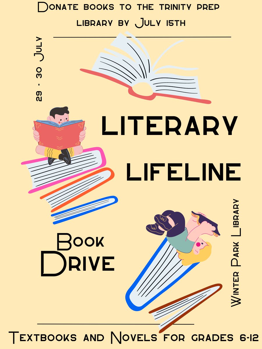 We’re so proud of our Trinity students who have put together a book drive in collaboration with the <a href="/LibraryWP/">Winter Park Library</a>!  You can drop books off textbooks and class novels for grade 6-12 next week at the TPS Library to help provide materials for those in need!
#bookdrive #bookdonations