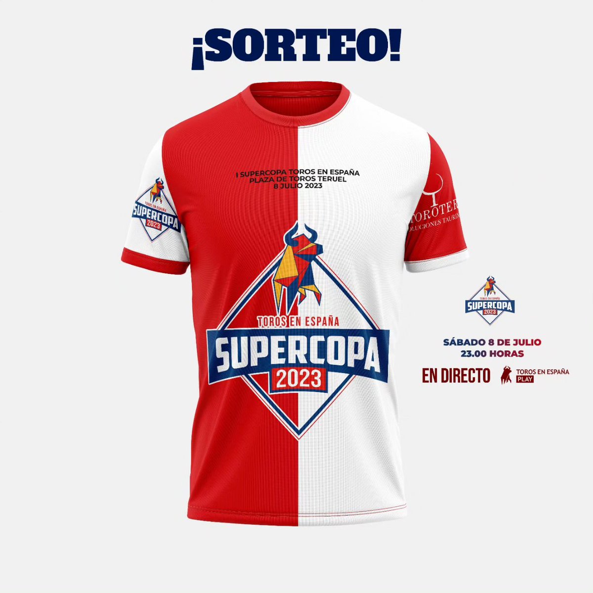 torosenespana's tweet photo. 🎲 ¿Quieres la camiseta de la Supercopa Toros en España? LA SORTEAMOSSSSS

La condición es compartir esta publicación y estar suscrito en Toros en España Play para ver la Supercopa este sábado en directo.

¡Mucha suerte!

Si no te toca y quieres comprarla, escríbenos por privado. https://t.co/ao8VOrJfeV