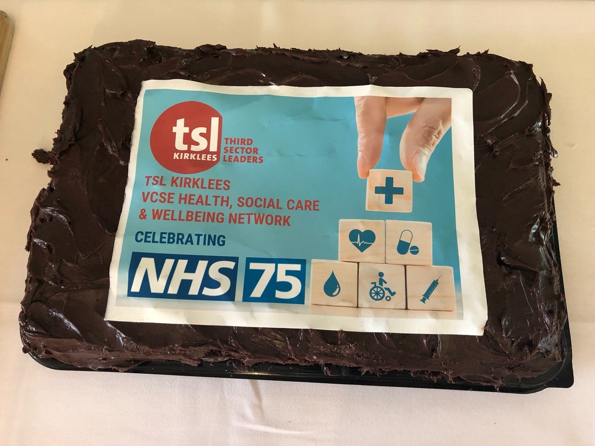 WYpartnership's tweet photo. The Kirklees Health, Social Care & Wellbeing Network came together to celebrate #NHS75....with cake! Read more and the fantastic work of @tslkirklees @inspirenorthuk @Foundation___ @commlinksnorth @CLKirklees @ChoicesDAPP @CommLinkHostels here: https://t.co/yMaBKdRJFy #VCSEPower https://t.co/nAwM06K3k2