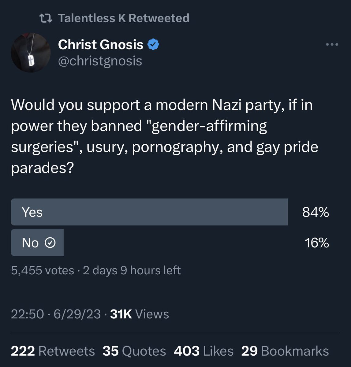 they hate bodily autonomy so much that transphobes are now in support of a "modern nazi party"