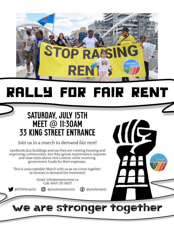 Poster for the Rally for Fair Rent - July 15