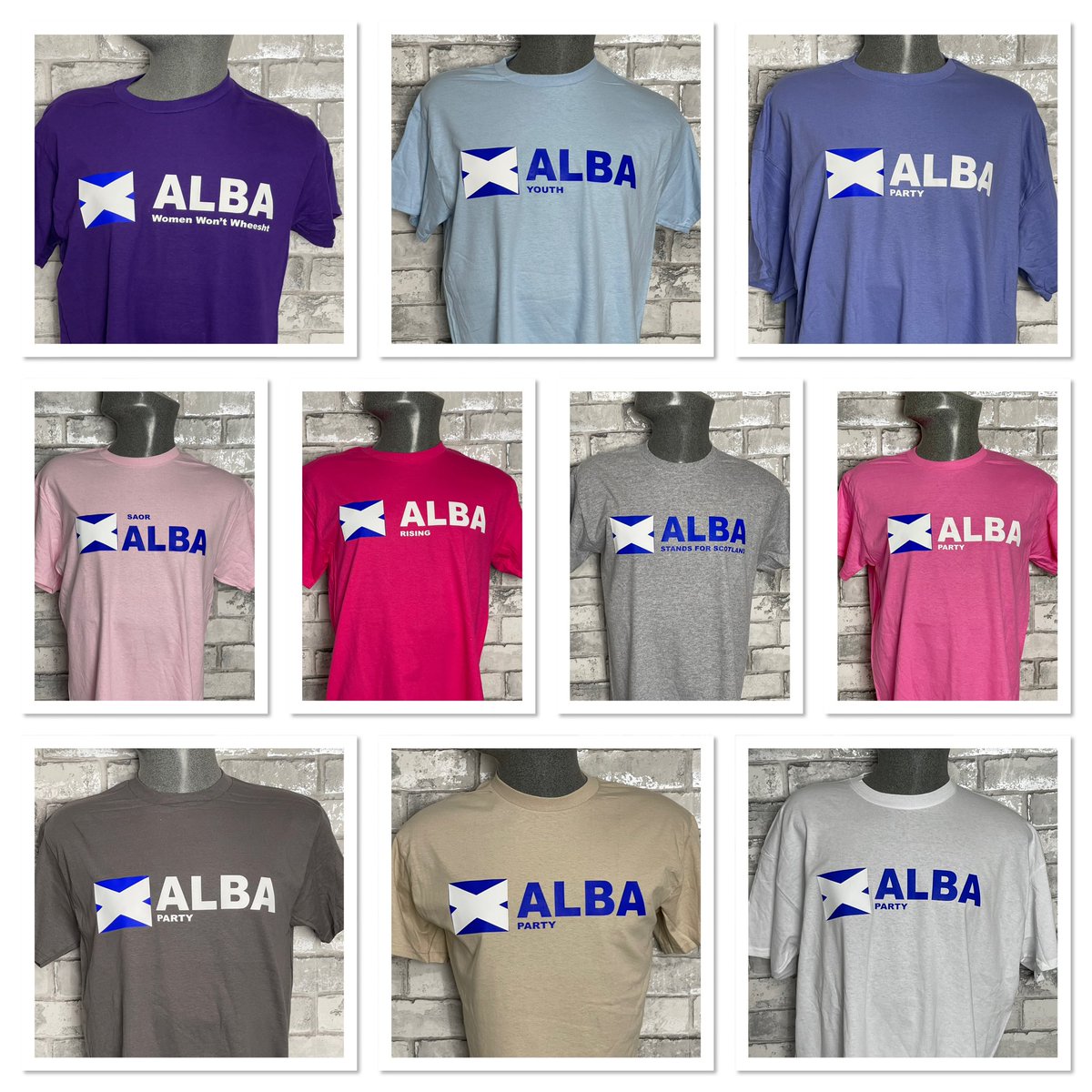 AlbaMerchandise's tweet photo. New colourful T-Shirts with different logos. https://t.co/3eOv9vYPMN https://t.co/oftLwI9Rlp