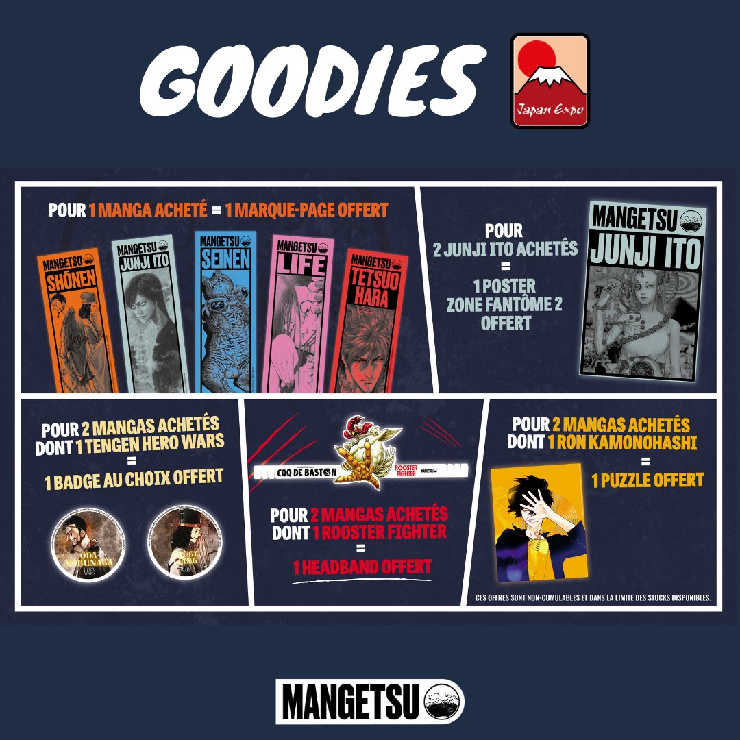 À une semaine de la <a href="/japanexpo/">Japan Expo ⛩🗼</a> il est temps de vous dévoiler nos goodies exclusifs !
Rendez-vous à partir du jeudi 13 juillet sur notre stand Hall 5 - G 186 pour faire le plein de cadeaux !