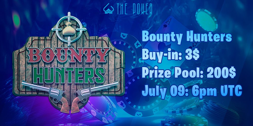 Poker_Strikeace's tweet photo. 📢 Bounty Hunters! 👀
💸 Buy-in: 3 $USDT
🎁 Prize Pool: 200 $USDT
🗓 Date &amp; Time: July 9, 6 pm UTC
🎲 Starting Stack: 5,000 Chips

Join the tourney 👉 https://t.co/iSNfzNjR1I

Free entry for NFT holders! 
For more info, join us on Discord 👀 https://t.co/G2QUsyNts3