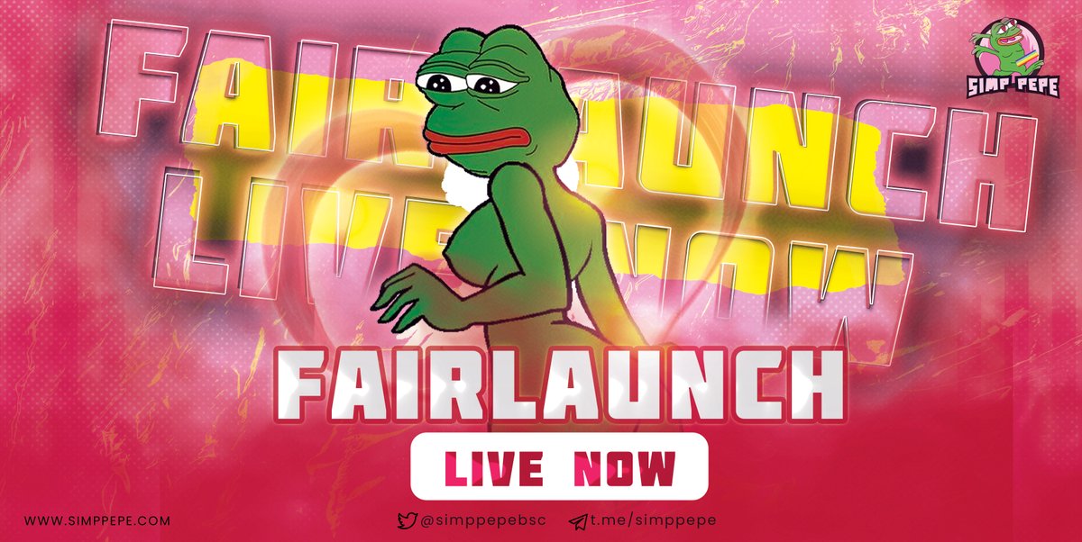 🔥#simppepe  FAIRLAUNCH LIVE NOW ON #Pinksale !🔥

Dont miss the hyper token on #BSC 
 
Get in early and secure your $SIMPPEPE  tokens before they're gone!

pinksale.finance/launchpad/0x46…

#simppepe #PEPE  #Presale #Bscchain #BSC #PinkSale #PEPE20
