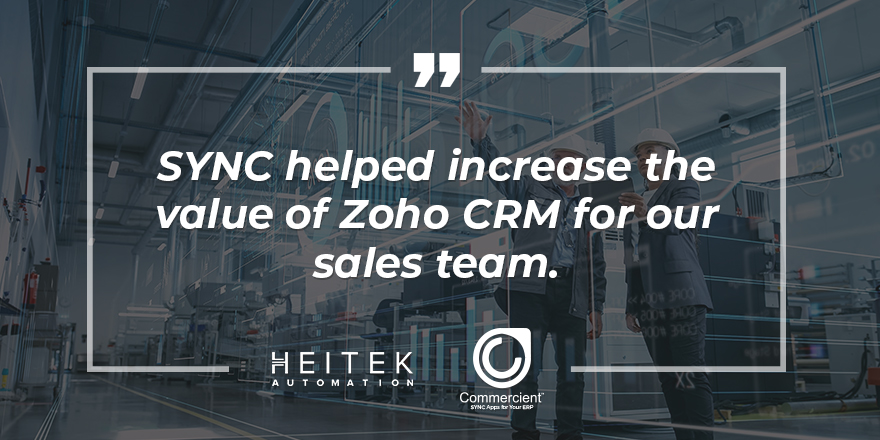 Commercient's tweet photo. Learn how Commercient helped @Heitek increase the value of @ZohoCRM for their sales teams by SYNCing their @Epicor P21 and Zoho CRM data: https://t.co/As9AA0dzui 

#Commercient #CommercientSYNC # #EpicorP21 #zohocrm https://t.co/k7J9pNTKHg