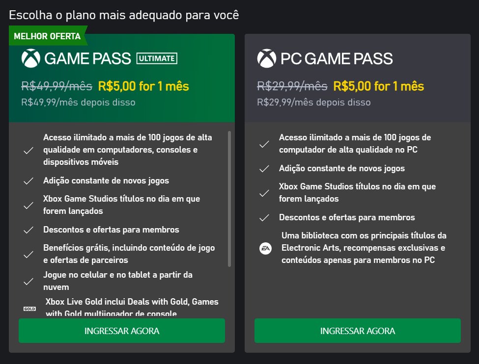 Está de volta promoção Xbox Game Pass Ultimate por 5 reais : r