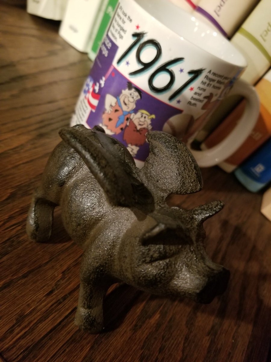 DrJohnNHamblin's tweet photo. Getting something out of my study this a.m., and was reminded of this heavy paper weight on my bookshelf, that I bought over a decade ago,...it's a flying pig, and that's the only time a preacher should get into social media scuffles,...WHEN PIGS FLY.
#ClassCounts https://t.co/diAM0h9bDh