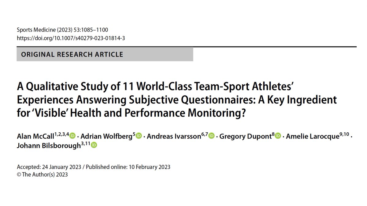 If your job is to monitor athlete training, do you want to reduce the burden on your athletes as much as possible? e.g., - Collecting data in the background - Running 'invisible monitoring' It seems like an obvious YES! But this study suggests otherwise...🧵