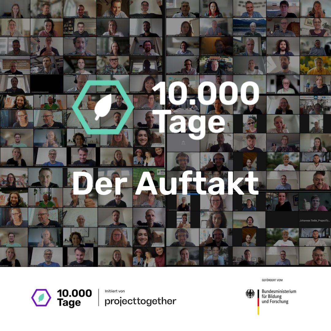 🚀 Wow. Mehr als 270 Menschen waren heute beim digitalen Auftakt von #10000Tage mit dabei. Du möchtest gemeinsam mit uns Lösungen für Klimajobs umsetzen und Teil von 10.000 Tage werden? Dann registriere Dich jetzt auf unserer Website unter “Mitmachen”: 10000tage.org