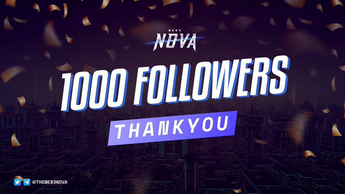 theweb3nova's tweet photo. 🙌​ Thank You for 1000 Followers! 🎉​

🌐​ We are thrilled to announce that we, theweb3nova, have reached a major milestone of 1000 followers on Twitter!

🎊​ Your support and engagement mean the world to us. We couldn't have done it without each and every one of you.

Thank you! https://t.co/UoBkHiuH9T