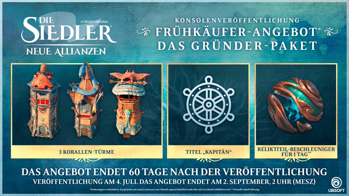 🎉 Errichte Deine Siedlungen jetzt auch auf Konsole!
Kaufe #DieSiedler auf Konsole und schalte das Gründer-Paket kostenlos frei! ⚒️
Zeitlich begrenztes Angebot, nur 60 Tage lang gültig. Das Angebot endet am 2. September.