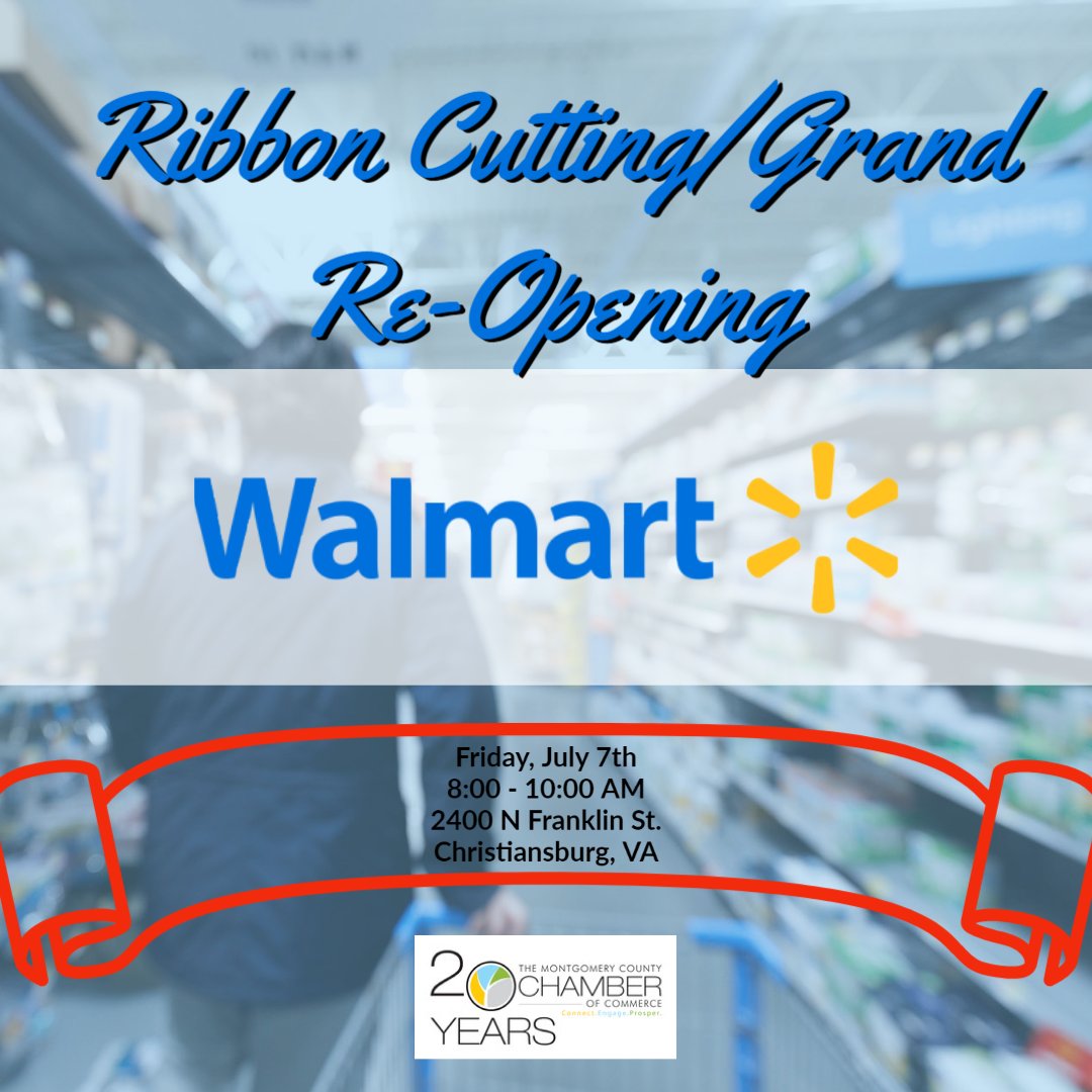 MontgChamber's tweet photo. We can't wait to celebrate Walmart's Grand Re-Opening this Friday (7/7) at 8:00 AM. Come by for giveaways and more! We can't wait to see you there. https://t.co/63AXyMONBr