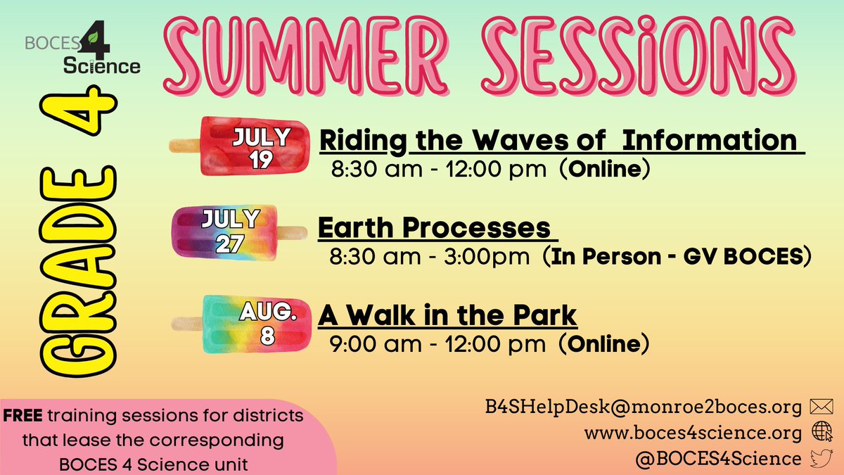 Summer Professional Learning with BOCES 4 Science. visit boces4science.org/ProfessionalLe… to register.