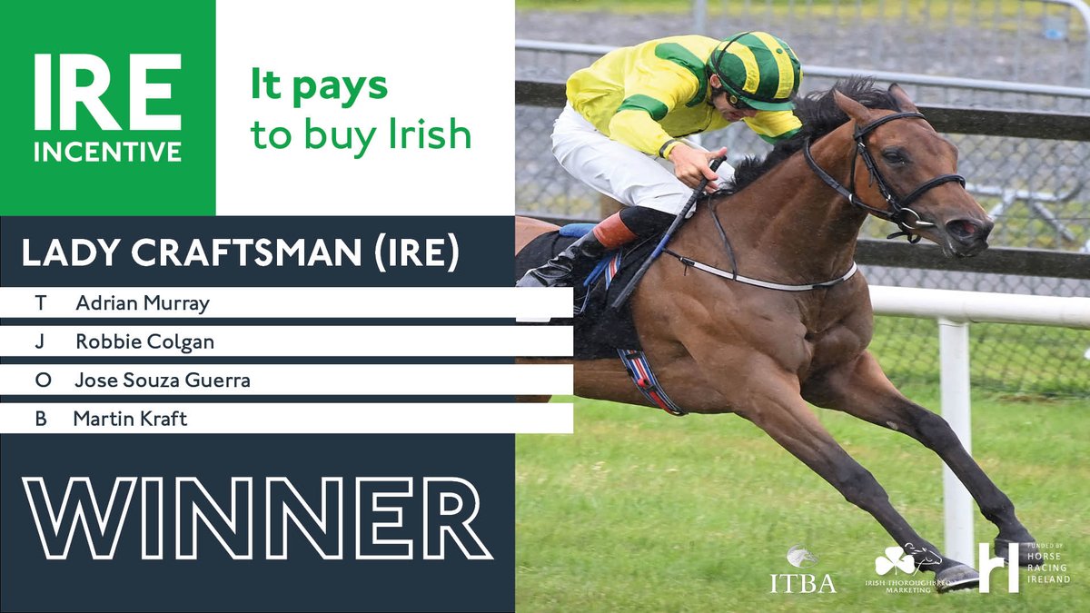 🟢 IRE INCENTIVE 🔵 🏆 Winner! 🏆 🏇 LADY CRAFTSMAN (IRE) ℹ️ @IrishEBF_ Median Sires Series Fillies Maiden 📍 @BellewstownRace €10,000 bonus to owner Jose Souza Guerra to spend on Irish-breds at Irish sales #IREIncentive #ItPaysToBuyIrish