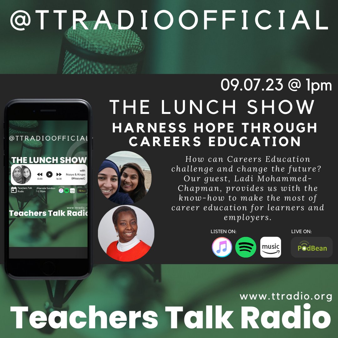 This week's show is good one for anyone interested in career education. Join us on this Sunday afternoon!
<a href="/TTRadioOfficial/">Teachers Talk Radio</a>