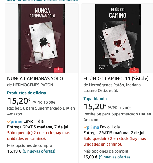 Hermogenes_escr's tweet photo. Si eres de los que usa Amazon con asiduidad y te gusta la novela negra, te aconsejo estas novelas. 

La mejor opción de lectura para este verano 🙄. 

Date prisa, que quedan dos ejemplares de cada. Busca "Hermógenes Patón" en Amazon y las encontrarás.

GRACIAS.

#hermogenespaton https://t.co/lzTr2CKd8f