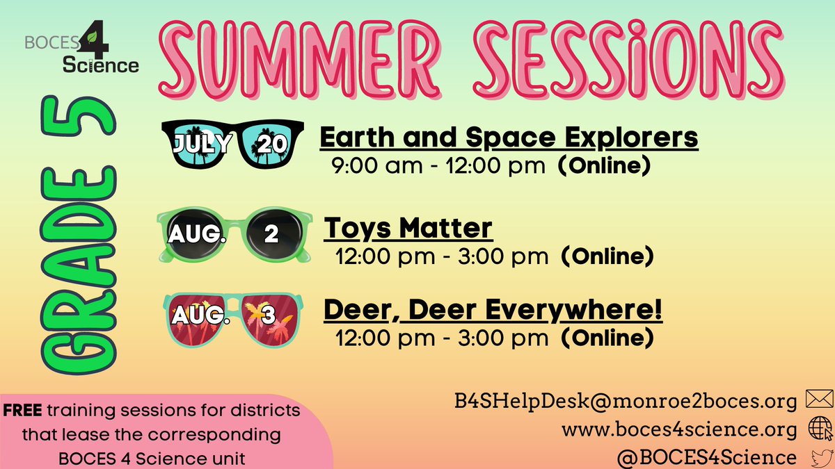 Summer Professional Learning with BOCES 4 Science. visit boces4science.org/ProfessionalLe… to register.