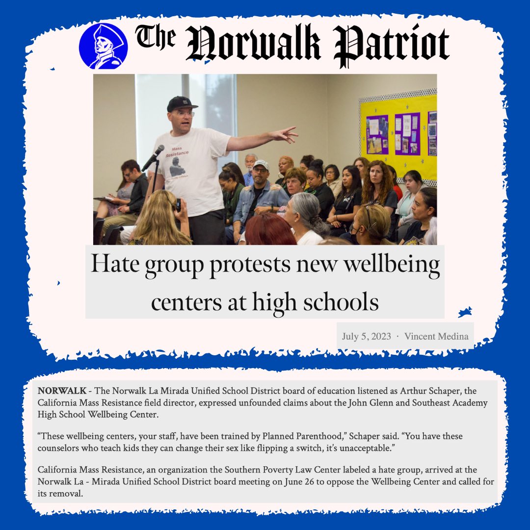 The <a href="/nlmusd/">Norwalk-La Mirada Unified School District</a> board of education listened as California Mass Resistance expressed unfounded claims about the <a href="/JohnGlennASB/">JGHS ASB</a> Wellbeing Center. 

✍️/📸 Vincent Medina

#norwalkpatriot #nlmusd #johnglenn 
<a href="/VincentNMedina/">Vincent N. Medina</a> <a href="/nlmusd_supt/">NLMUSDSupt</a> 

thenorwalkpatriot.com/news/2023/7/5/…