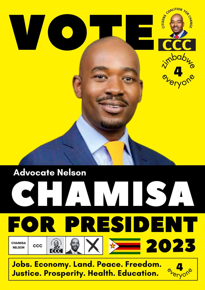 FungaiChiposi's tweet photo. Here is a poster to share.
#Zimbabwe4Everyone
#CCC4Everyone
#Jobs4Everyone
#Freedom4Everyone
#TitleDeeds4Everyone
#Prosperity4Everyone
#Justice4Everyone
#Education4Everyone
#Land4Everyone
#Peace4Everyone
#Economy4Everyone
#Chamisa4Everyone
#ServantLeadership https://t.co/H4V60ekO4K