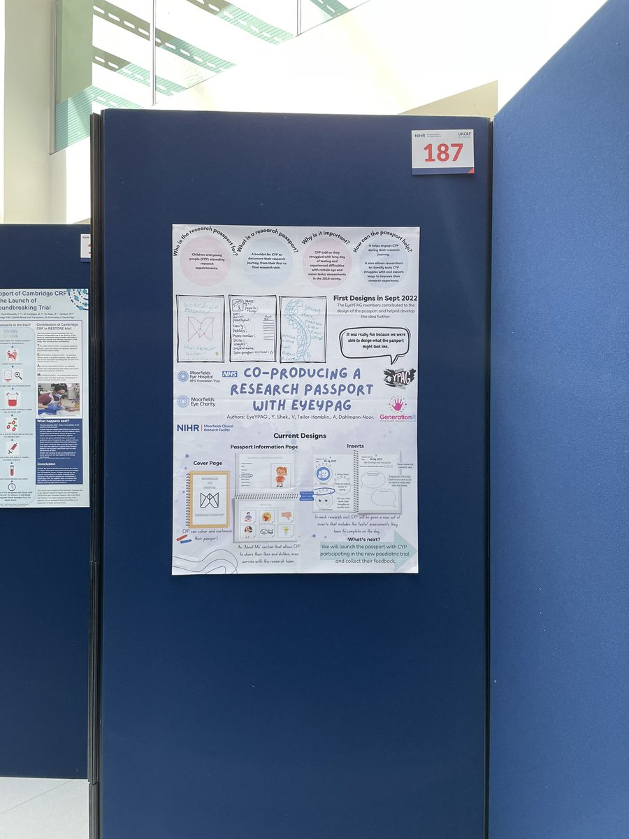 At the @NIHR_UKCRFN Conference 2023 in Notts today and tmr 

Visit posters no. 100, 182, 187! 

@CrosbyNwaobi #ROAM #playinhospital #CoProWeek23 #CRFConf23 

@Moorfields @MoorfieldsBRC @EyeCharity @NIHRinvolvement @NIHRCRN_nthames @GenrYPAGs